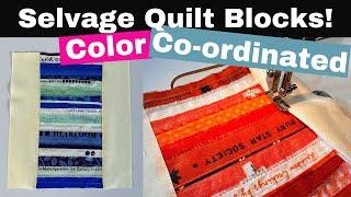 Color Co-ordinated Selvage Quilt Block