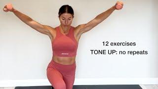 Full Body Tone-Up in 15 Minutes - No Repeat Exercises! | KimmyFitness home workout