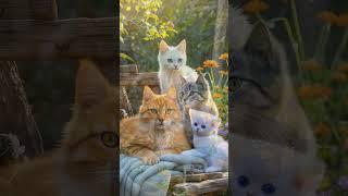 Adorable Cats in a Serene Garden Paradise | Heartwarming Moments