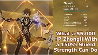 55,000 HP Zhongli With 150% Shield Strength Test