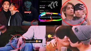 #Taekook ll jungkook live always shows taekook is real ️ and taehyung favorite habit jk sit lop