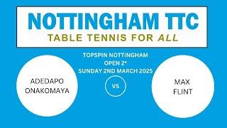 TopSpin Nottingham Open 2* - 2-3-25 - Adedapo Onakomaya v Max Flint