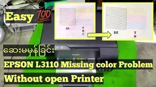 Epson L3110 missing color problem solve!ဆေးမမှန်ခြင်း #l3110colorproblem #india #myanmar