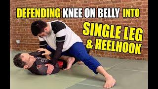 Knee on Belly Defense into Single Leg AND Heelhook - No Gi BJJ