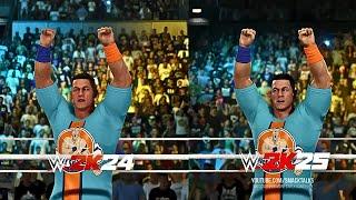 WWE 2K24 vs WWE 2K25 Entrance Comparison  Featuring CM Punk, Cody Rhodes, Jey Uso, John Cena & More!