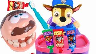 Paw Patrol Chase Visits PlayDoh Dentist with Mr. Doh Teeth