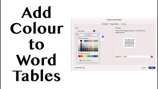 Word: Formating Tables Using Shading to Add Colour Including Individual Cells