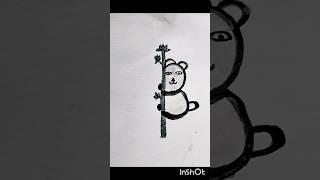 Drawing a black panda using numbers and letters#simple drawing#creative art#youtubeshorts#trending