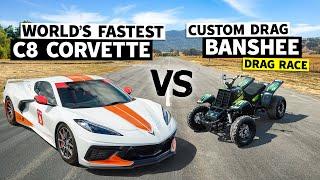 Race-spec Banshee drag races @EmeliaHartford in the World's Fastest C8 Corvette