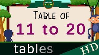 11 to 20 Multiplication, Table of 11 to 20 Multiplication Time of tables 2 to 20 - MathsTables