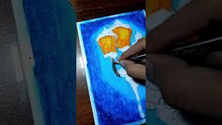 Street Lamp drawing using oil pastels ️#shorts #art