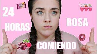 24 horas COMIENDO de color ROSA | @lidiaruless