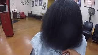 natural hair blowdry trim and flatiron