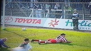 Alan Davies scoring for Swansea City v Stoke City at the vetch 19th October 91, league division 3.