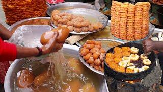 Yummy street food at Bangladesh Village Fair ! Huge Sweet, Jalebi, Roti, Mukut, Binni, Batasa, Saj
