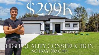 $299K HIGH QUALITY NEW CONSTRUCTION HOME, NO HOA, NO CDD | OCALA, FLORIDA HOME TOUR