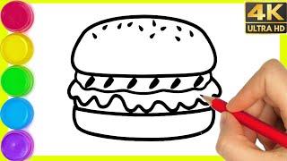 How to draw a Cheese burger drawing easy drawing || Burger  drawing easy step by step with colour.