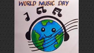 World Music Drawing/ World Music Day Poster/ Happy Music Day  Drawing