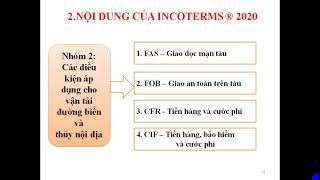 CHƯƠNG 2  INCOTERMS 2020 VÀ BÀI TÂP