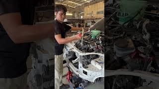 Adjust the upper radiator beam to meet vehicle standards. #carrepair #ซ่อมรถ