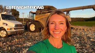 Combine Fixing After Dark | Harvest Day 28