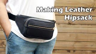 94 [Leather Craft] Making Leather hipsack (waist bag) / 가죽 힙색 만들기 / Free pattern