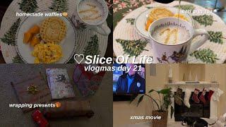 Slice Of Life vlog: homemade waffles, wrapping xmas presents, what I eat in a day (vlgomas day 21)