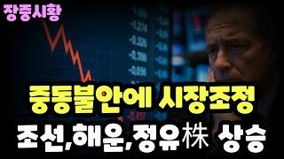 장중시황] 6/13 중동불안에 시장하락세 / 금융투자 매도세 확대 / 한전기술, 강세지속 신고가 / 해운,조선,석유주 상승세