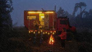 RAINY CHRISTMAS CAMP IN DESERTED FOREST