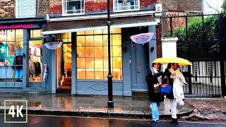 Relaxing London Rain Walk In Idyllic Notting Hill, Binaural Rain Sounds for Sleep and Study 4K