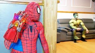 Spider Man Hulk PRANK with Iron Man Infinity Gauntlet