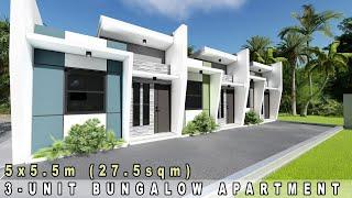 Project #14: | 3-UNIT BUNGALOW APARTMENT  | SMALL HOUSE DESIGN on 10x15m LOT | 'Design Concept'