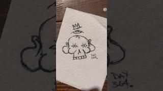 Daily Faces Challenge: Day 364/365 - Quick Pen Drawing on Paper Towel | Art Timelapse #shorts