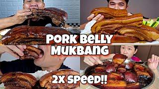 2x speed!!ASMR BRAISED PORK BELLY Eating Mukbang FAST MOTION Satisfying pork Eating compilations