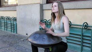 Great Street Music in Prague. The Hang Instrument Steel Pan. Old Town Square