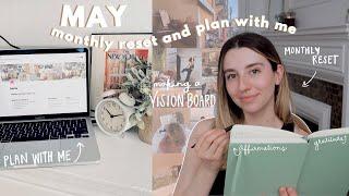 may monthly reset & plan with me 2022 | how to make a vision board for summer & setting goals