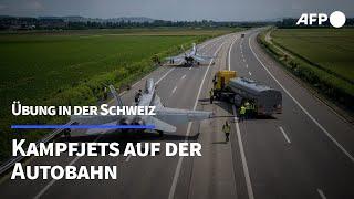 Schweizer Luftwaffe landet mit Kampfjets auf der Autobahn | AFP