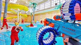 Nerf War | Water Park & SPA Battle (Nerf First Person Shooter)