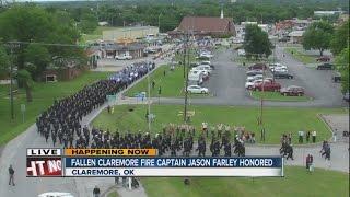 Firefighter procession in Claremore for Jason Farley