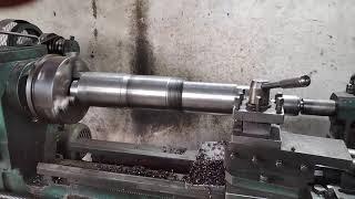 lathe machine offset turning operation (press machine shaft)