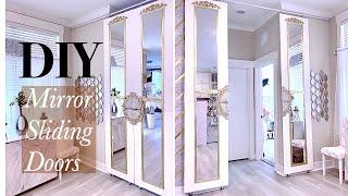 MIRROR SLIDING DOOR DIY USING WALMART MIRRORS! EASY HOME IMPROVEMENT IDEAS