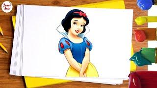 How To Draw Snow White Step By Step | Zeeni Arts