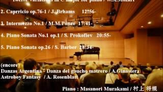 Gasteig Concert in Munich - Mozart, Brahms, Ponce, Prokofiev, Barber, Ginastera, Rosenblatt