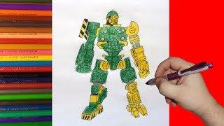 How to draw robot Bio War, Real Steel, Как нарисовать робота Био Вар, Живая Сталь