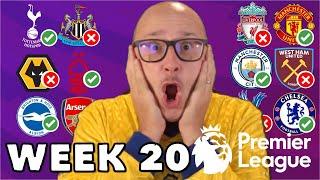 2024/25 PREMIER LEAGUE PREDICTIONS - WEEK #20