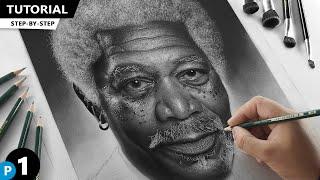 Drawing Morgan freeman | Portrait Tutorial for BEGINNERS