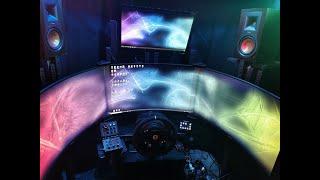 MAN CAVE - Pelihuone / Triple 32" / Bezel Free / ButtKicker / Razer / HUE AMBIENT / Stream deck jne.