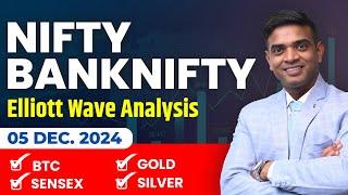 05 Dec Market Outlook: Nifty, BankNifty, Gold, Silver & BTC Analysis with Elliott Wave | Chartkingz