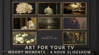 4 Hour Art for your TV. Framed Art Slideshow. Moody Vintage Screensaver No Sound. 4K Frame TV Hack.