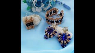 Austrian Crystal Jewelry Set. Handmade Earrings and Bracelet Set. Вечерние украшения